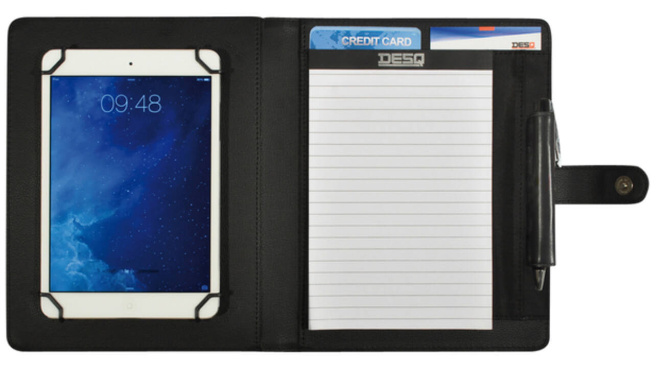 Schrijfmap DESQ voor tablet 7"-10" met sluitclip zwart