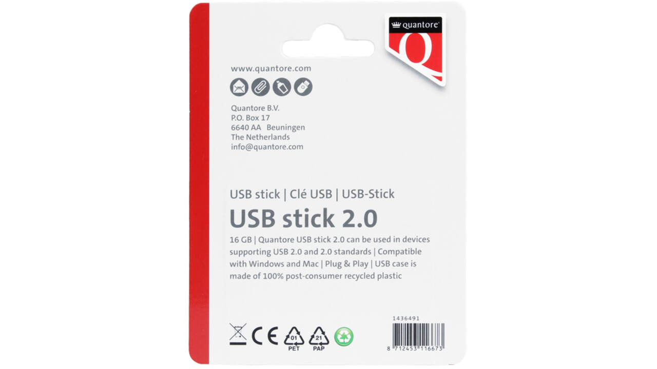 USB-stick Quantore 16GB 2.0 zwart