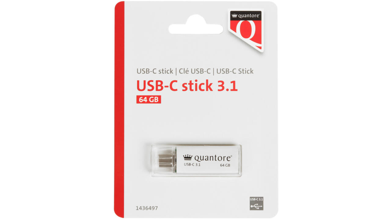 USB-stick Quantore USB-C 64GB 3.1 zilver