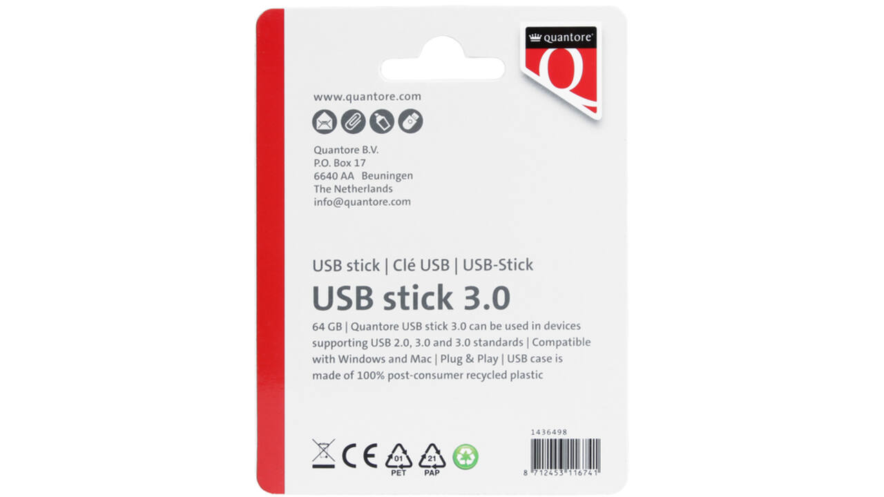 USB-stick Quantore 64GB 3.0 zwart