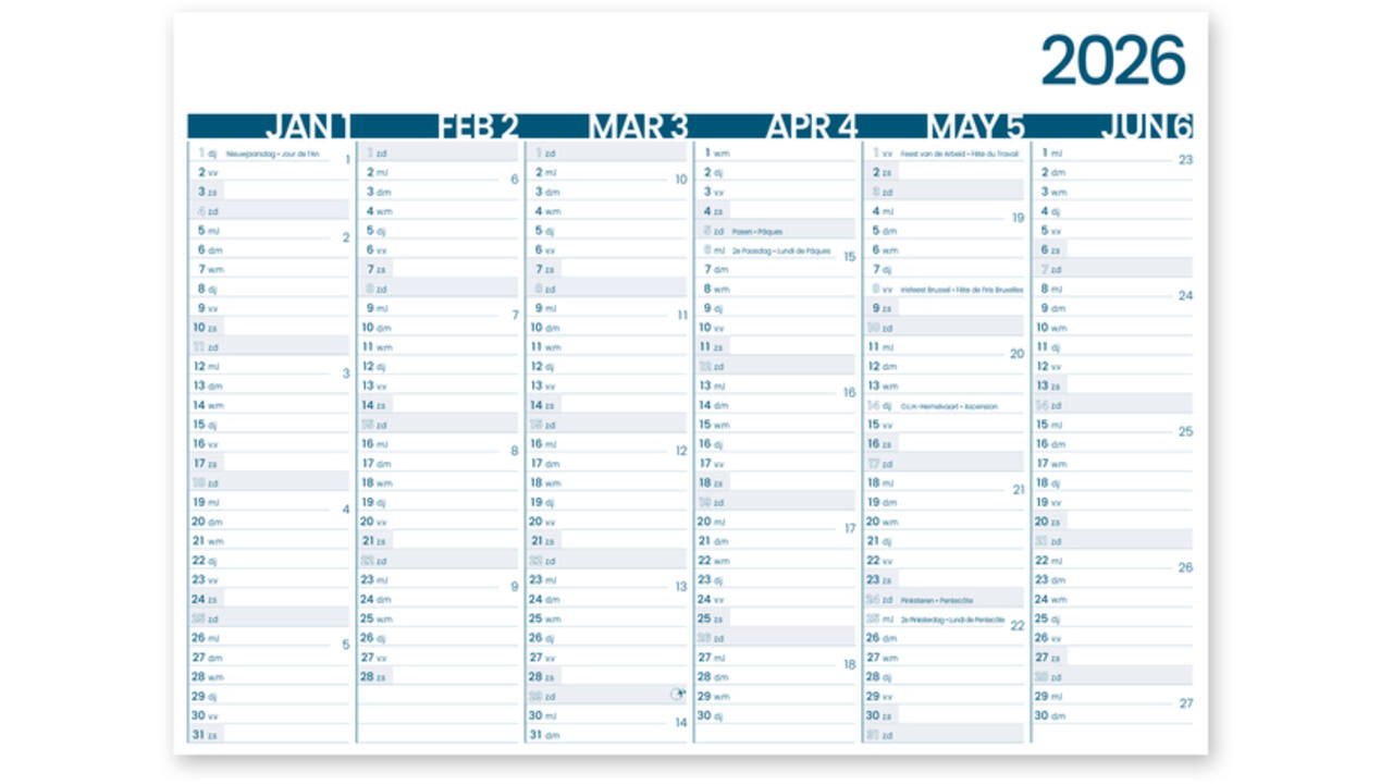 6-Maandkalender 2026 INNI Groot Memento 430x320mm
