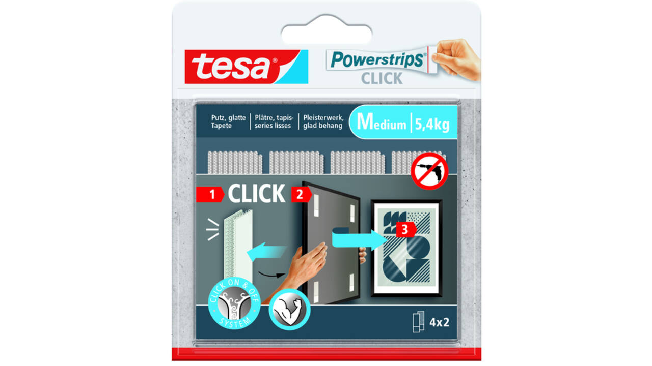 Kleefstip tesa&nbsp;Powerstrips&nbsp;Click Medium 4 paar wit