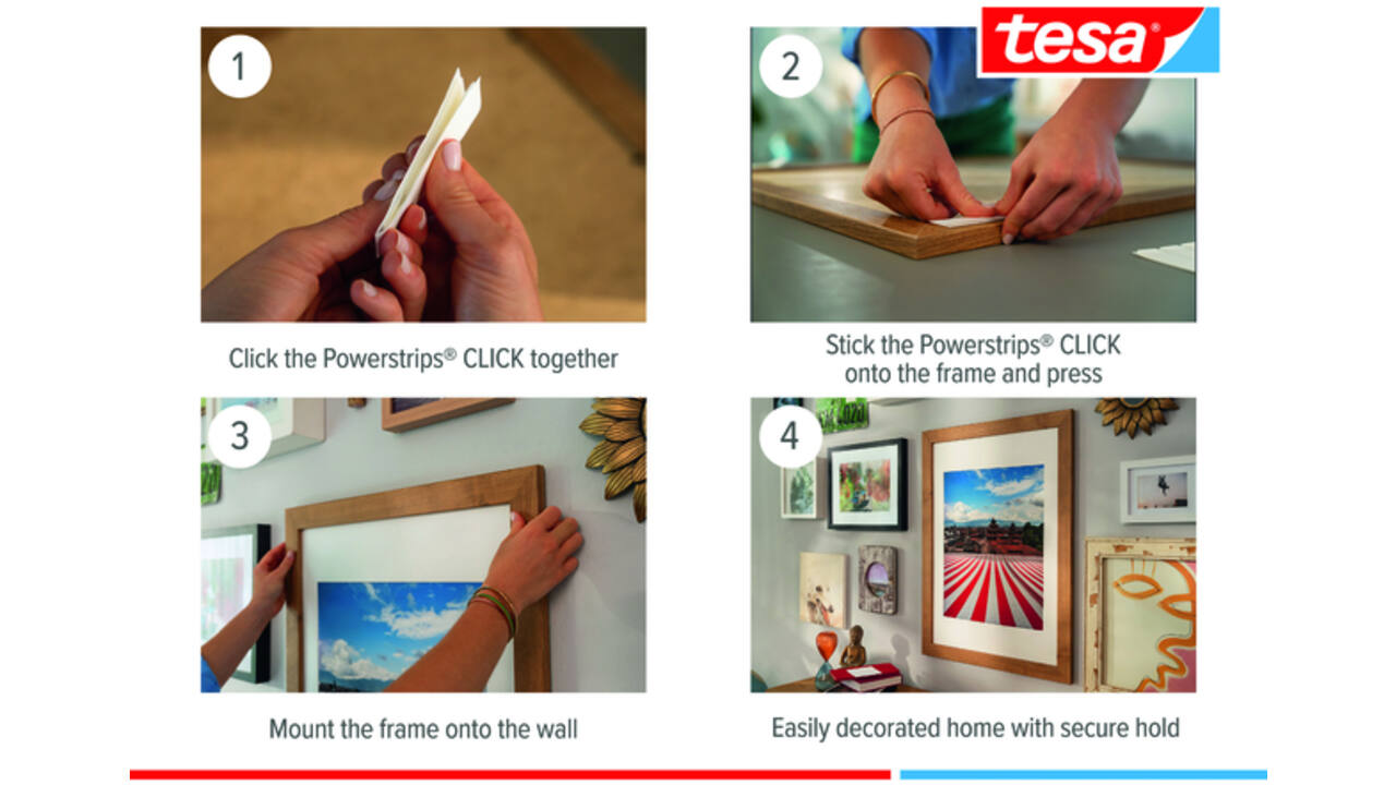 Kleefstip tesa&nbsp;Powerstrips&nbsp;Click Medium 16 paar wit