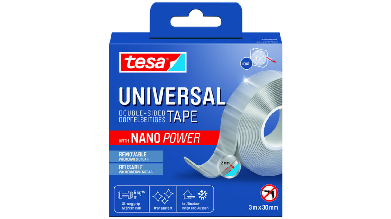 Plakband tesa Nano dubbelz 30mmx3m