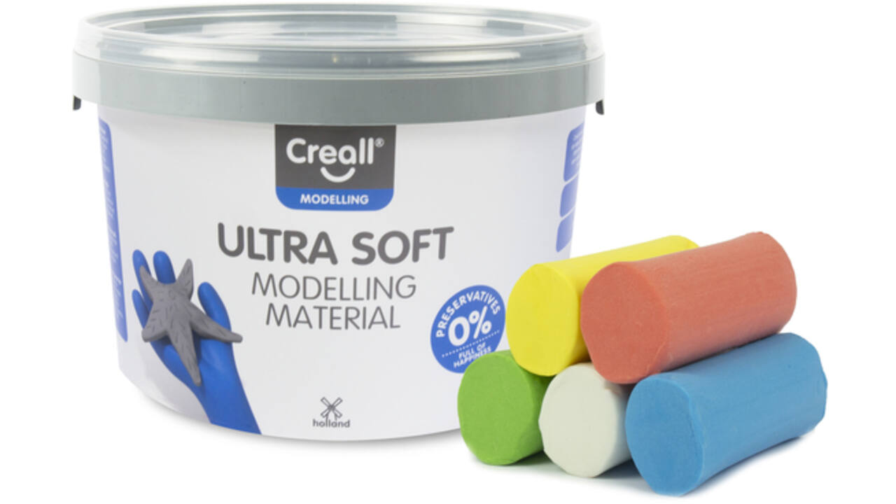 Klei Creall Play-it Ultra Soft helder rood/blauw/groen/geel/wit 1100 gram