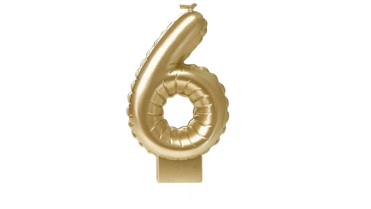 Foil balloon candle gold 6