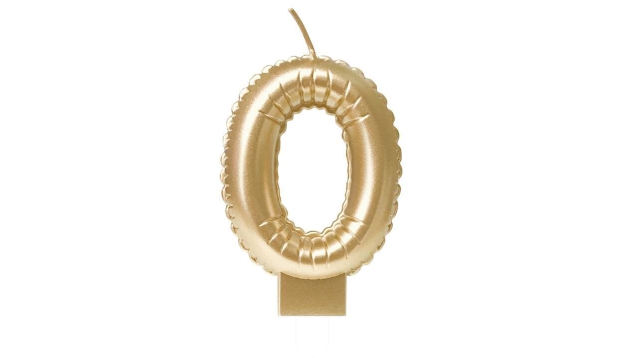 Foil balloon candle gold 0