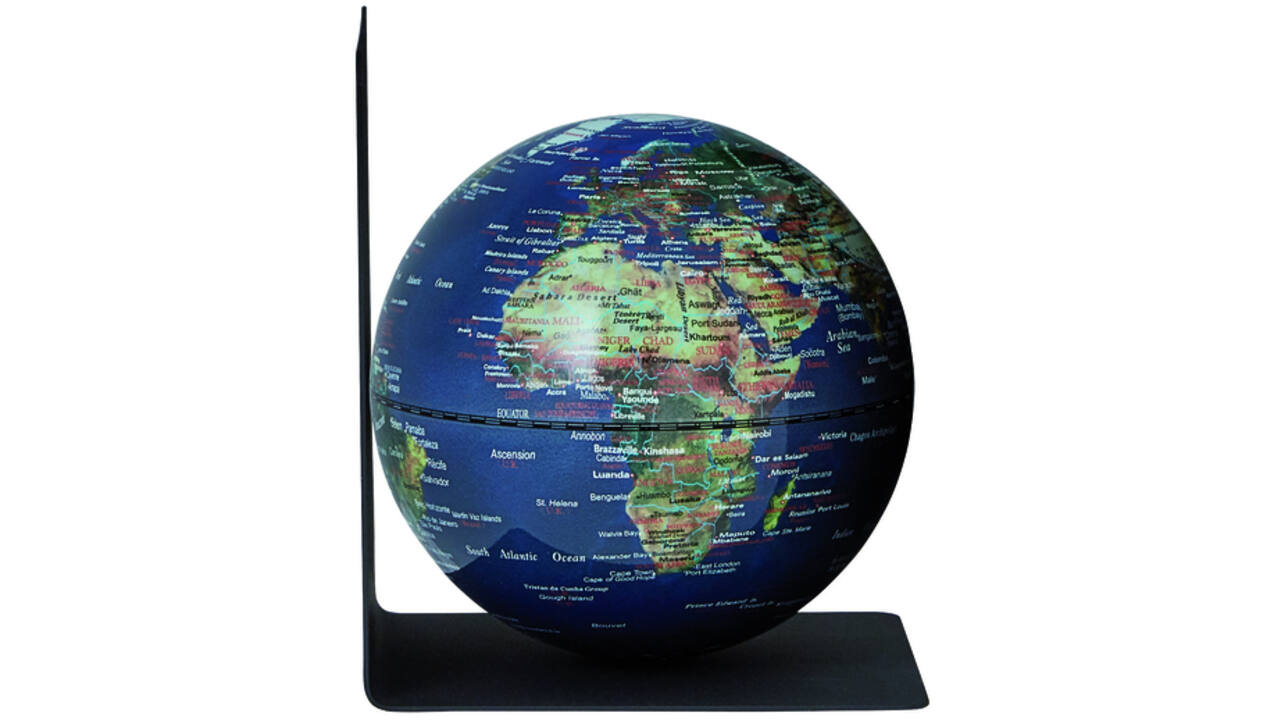 Boekensteun Troika met magnetische globe 13cm blauw-groen