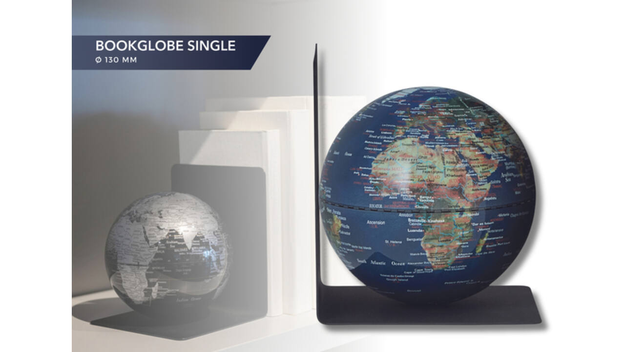 Boekensteun Troika met magnetische globe 13cm blauw-groen