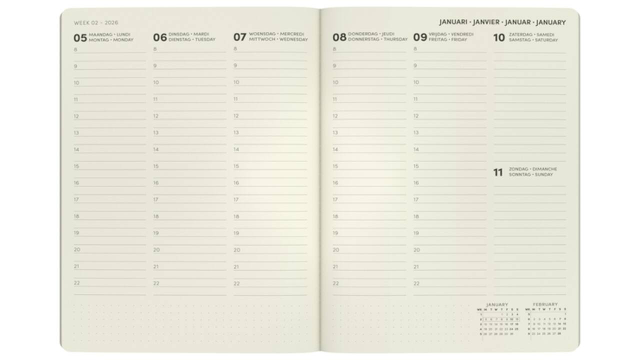 Agenda 2026 Lannoo bureau A5 QC Colour 7dagen/2pagina's blauw