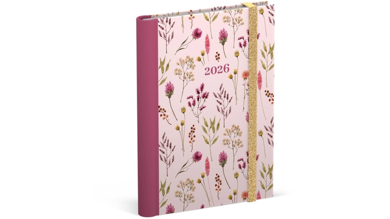 Agenda 2026 Lannoo 120x160 Flowers bouquet 7dagen/2pagina's roze