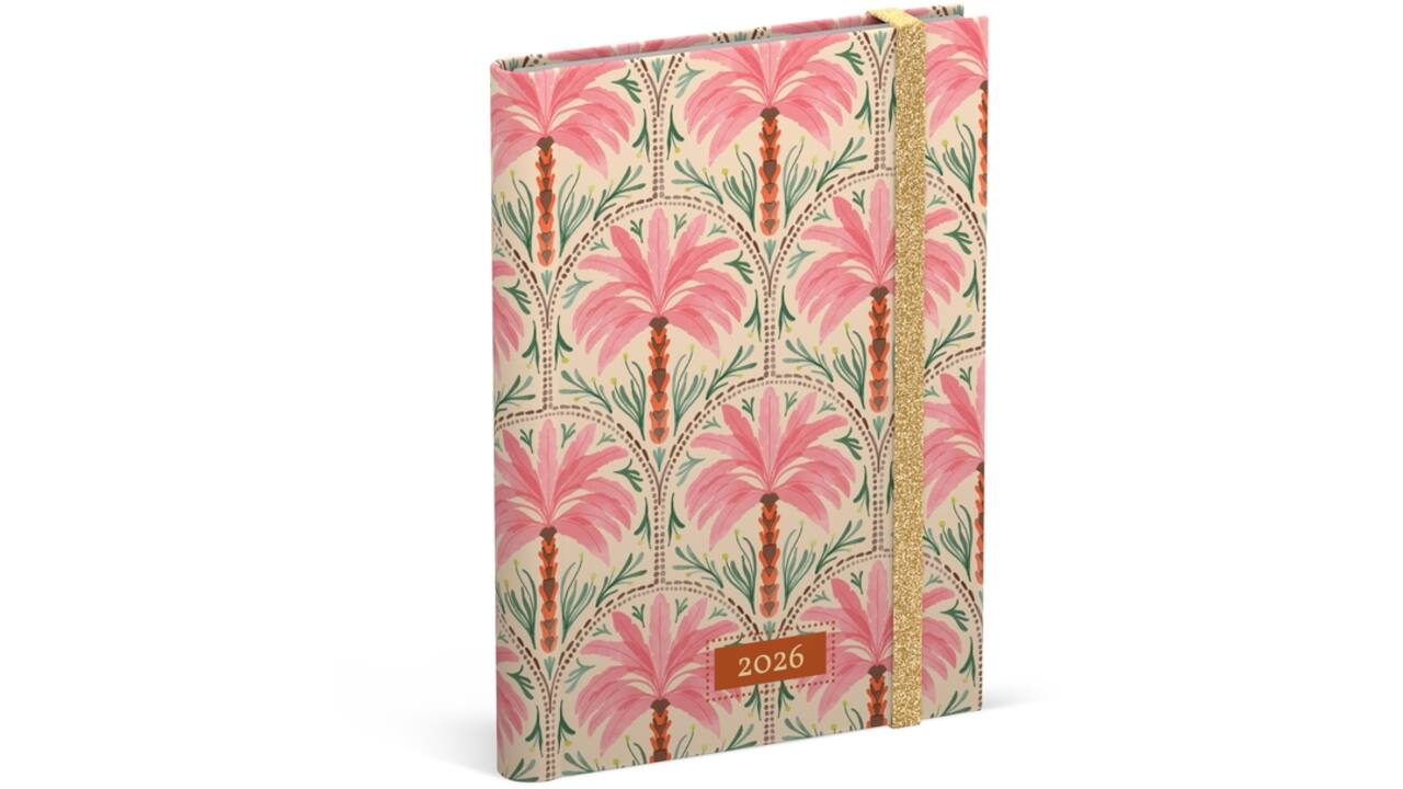 Agenda 2026 Lannoo 120x160 Exotic palms 7dagen/2pagina's roze