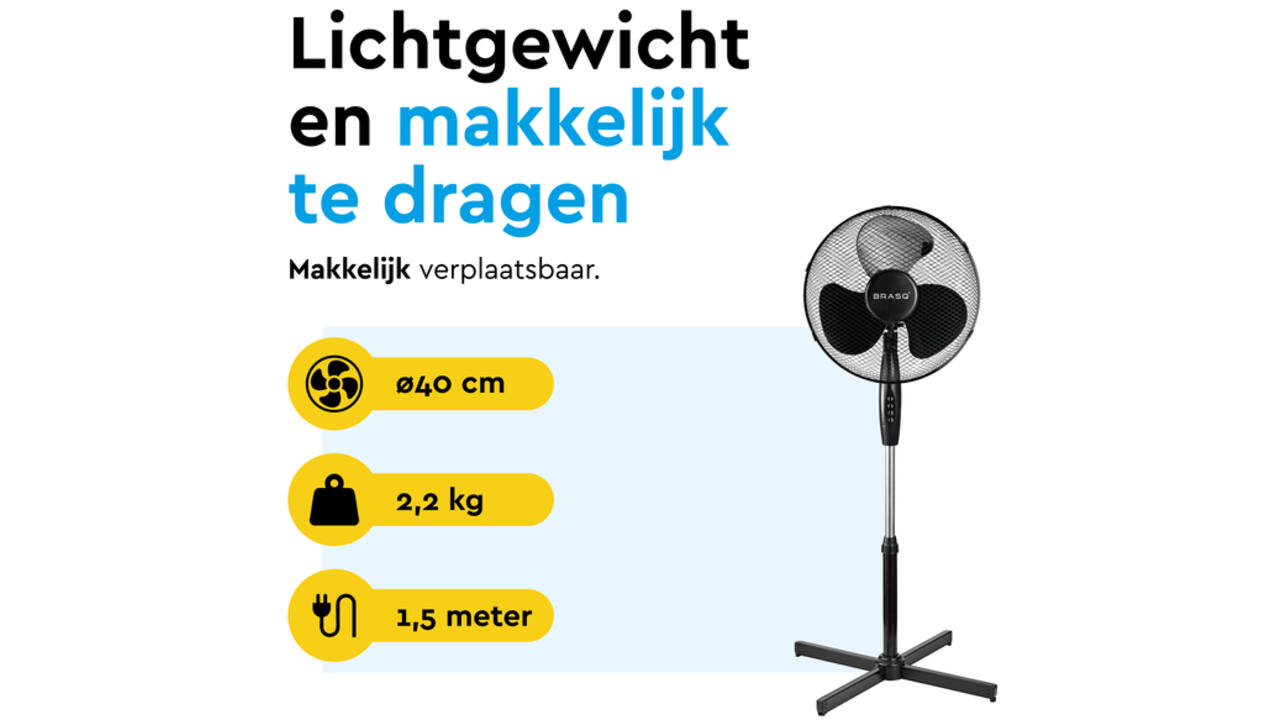 Statiefventilator BRASQ F300 Ø 40cm zwart