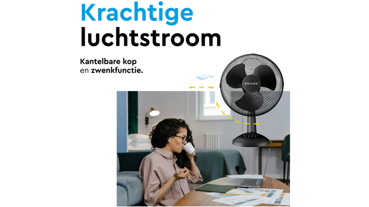 Tafelventilator BRASQ F400 Ø 30cm zwart