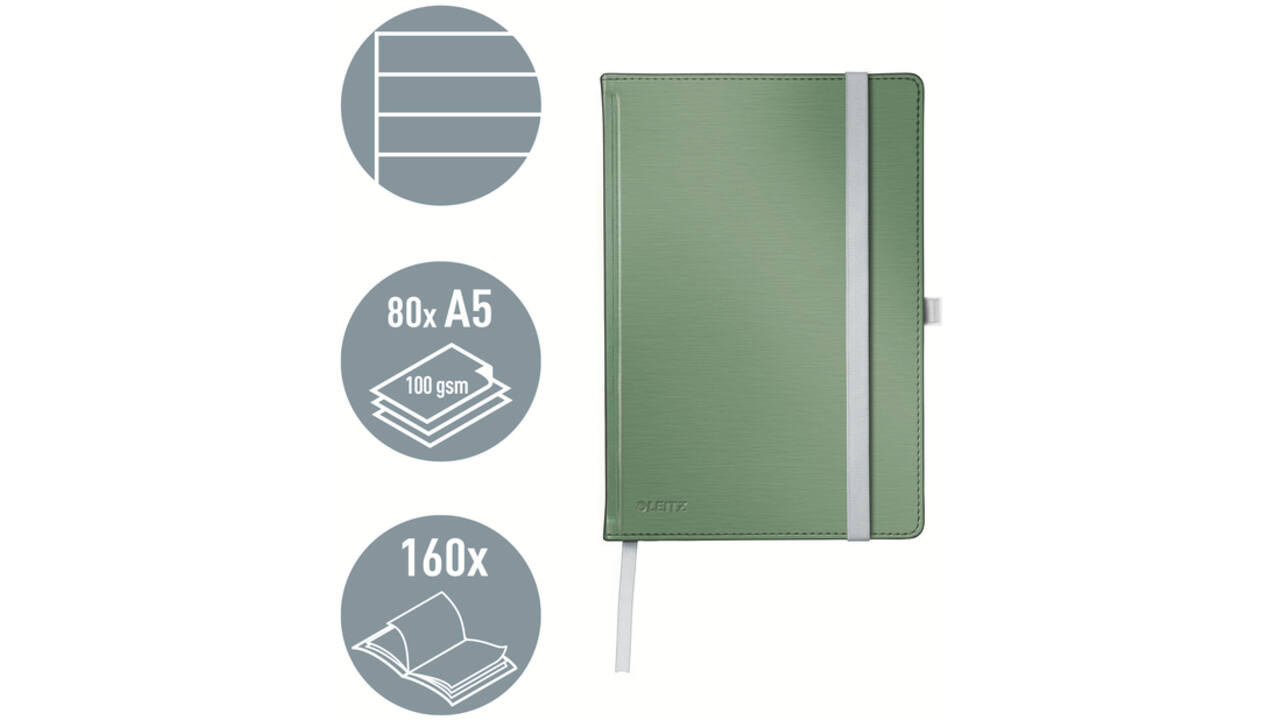 Notitieboek Leitz Style A5 lijn 160 pagina's 100gr groen