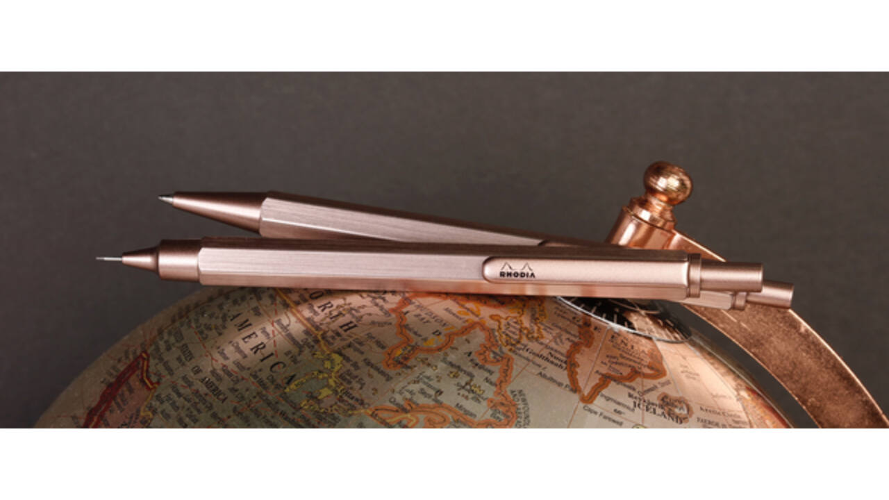 Balpen Rhodia scRipt medium rozenhout