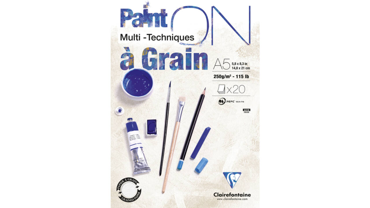 Tekenblok Clairefontaine Paint On A5 gekorreld 20 vel 250gr