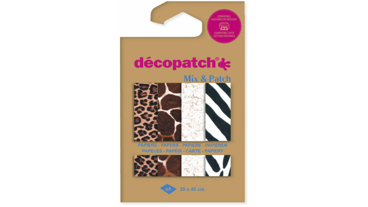 Hobbypapier Décopatch 30x40cm set à 4 vel thema dierenhuid
