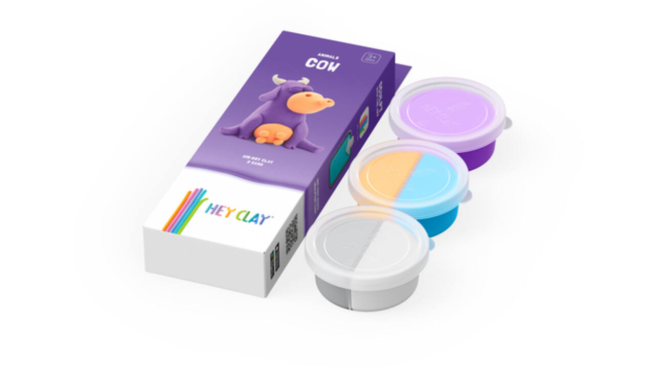 Klei Hey Clay koe set à 3 delen