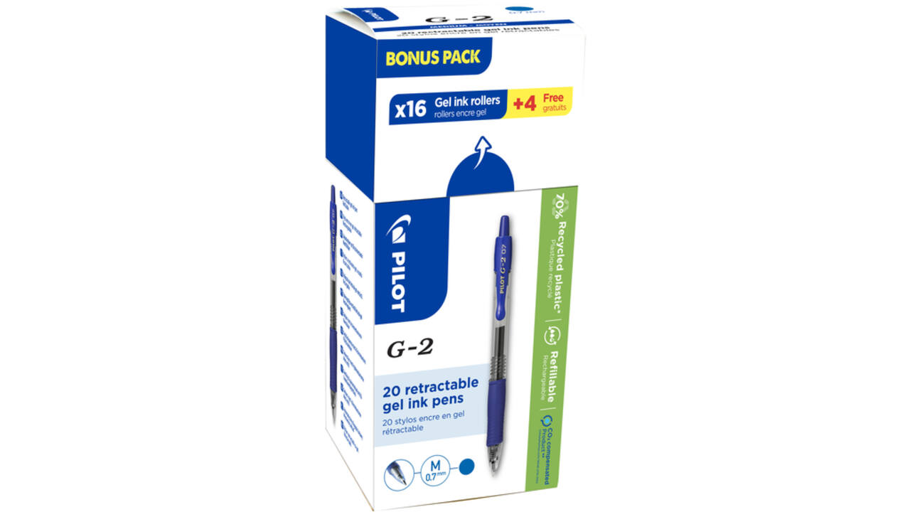 Gelschrijver PILOT BL-G2-7 medium blauw 16+4 gratis