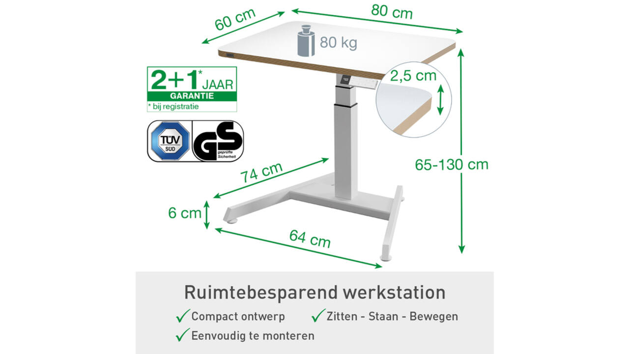 Ergo Elektrische thuiswerkplek set Leitz pakket 2