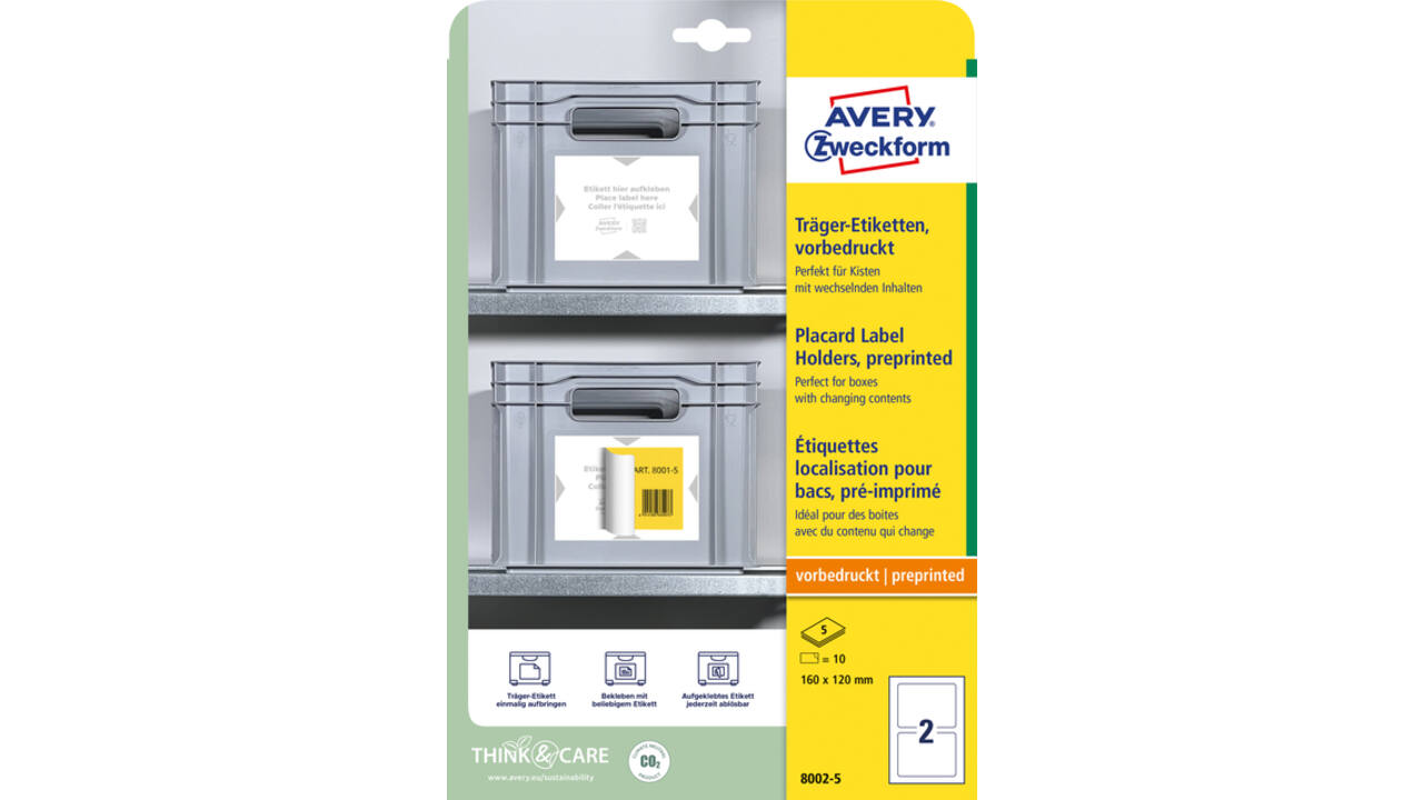 Positioneeretiket Avery Zweckform 8002 160x120mm bedrukt 10 etiketten