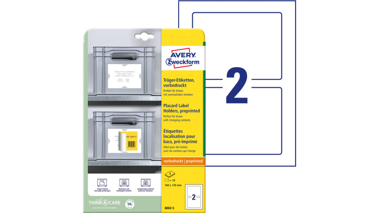 Positioneeretiket Avery Zweckform 8002 160x120mm bedrukt 10 etiketten