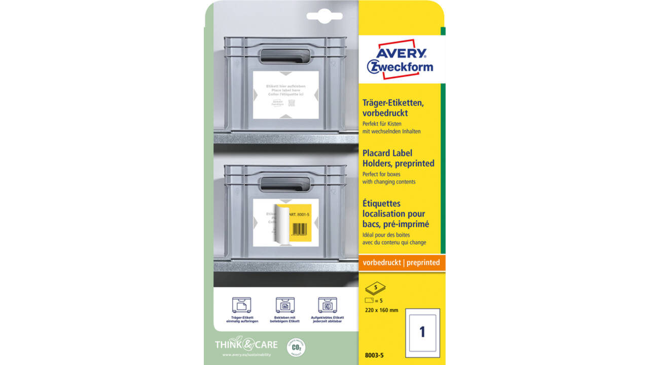Positioneeretiket Avery Zweckform 8003 220x160mm bedrukt 5 etiketten