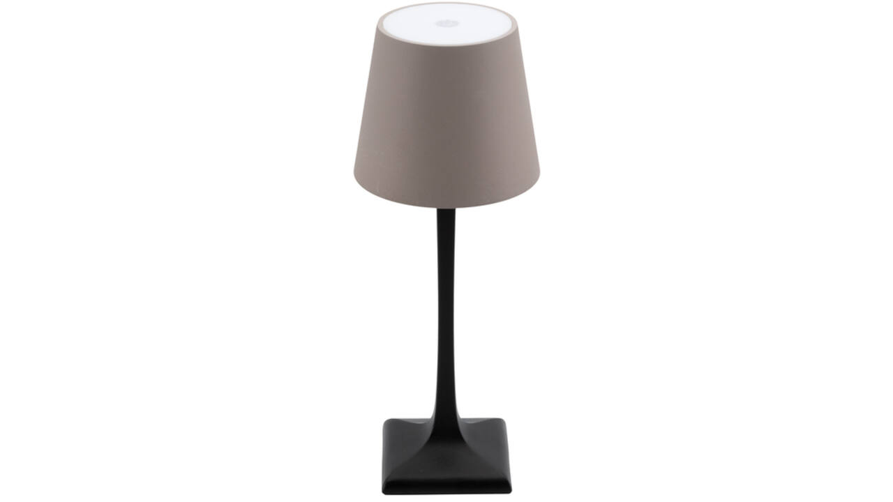 Tafellamp Securit Milano LED oplaadbaar dimbaar taupe-zwart