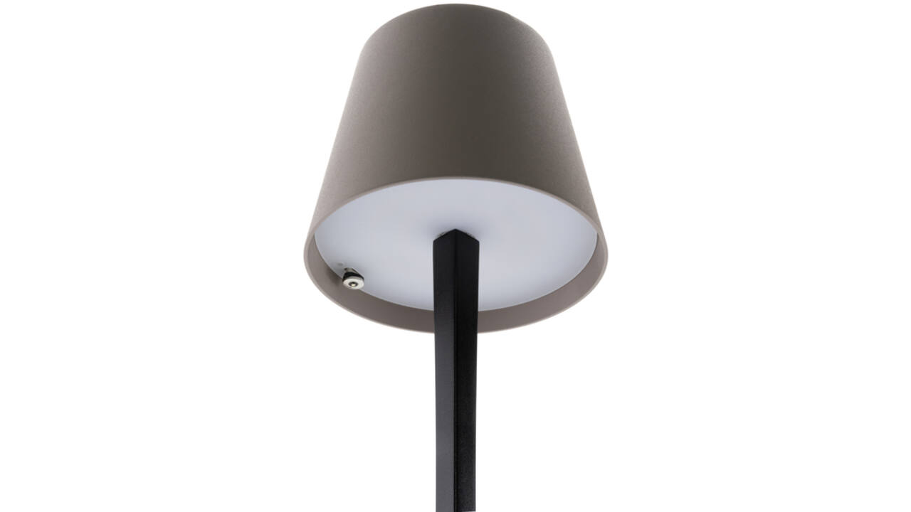 Tafellamp Securit Milano LED oplaadbaar dimbaar taupe-zwart