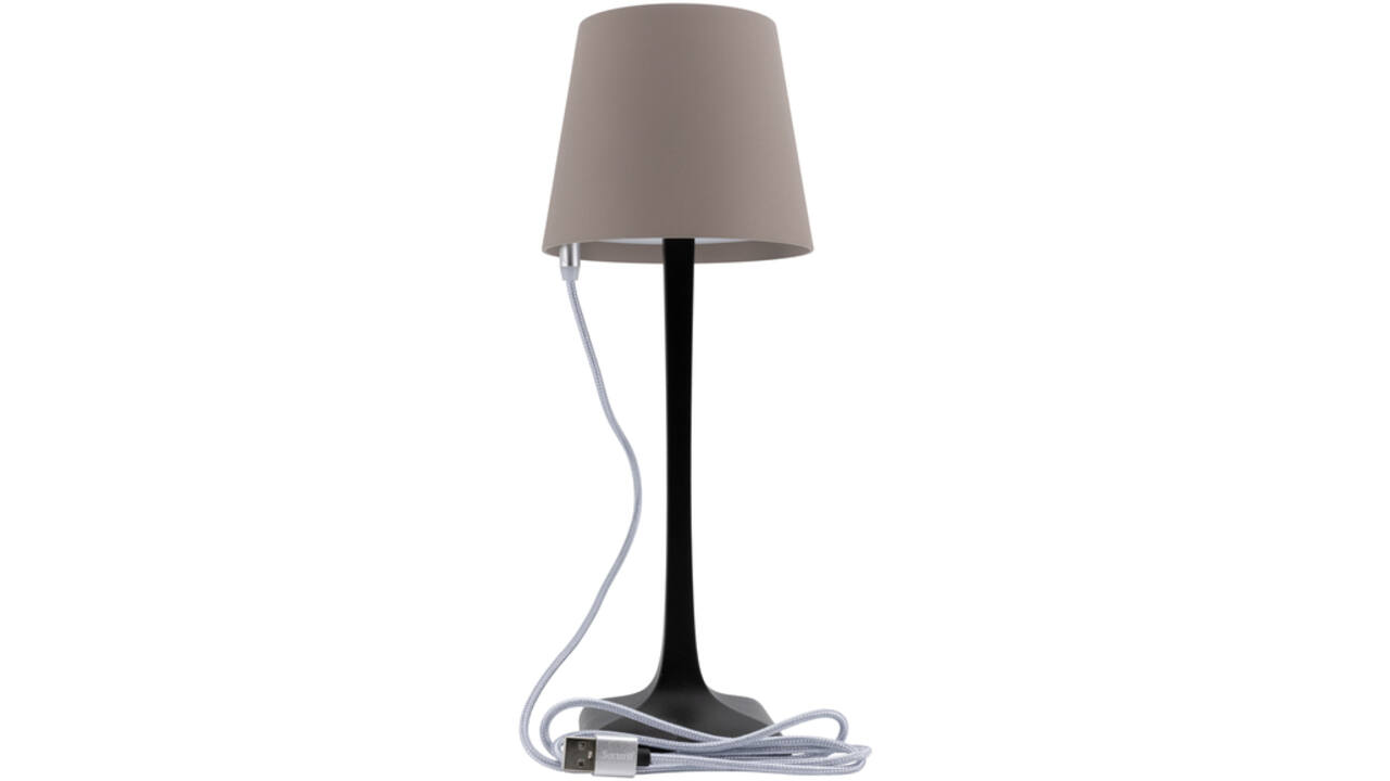 Tafellamp Securit Milano LED oplaadbaar dimbaar taupe-zwart