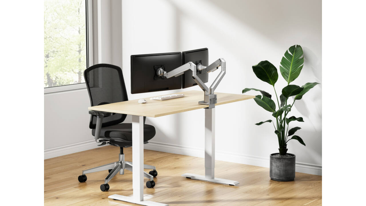 Monitorarm Neomounts NEXT Slim 2 schermen 32 inch zilver