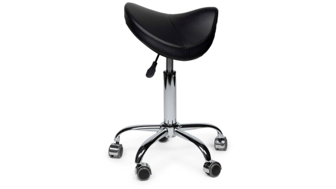 Zadelkruk Office Premium laag zonder voetring harde wielen zw