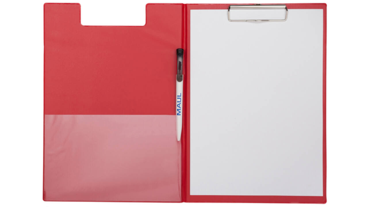 Klembordmap MAUL A4 staand PVC met penlus rood