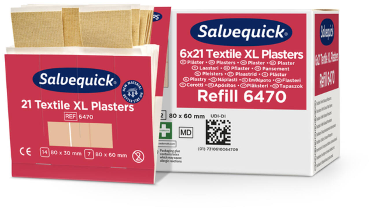 Pleisters Salvequick textiel extra groot 6x 21 stuks