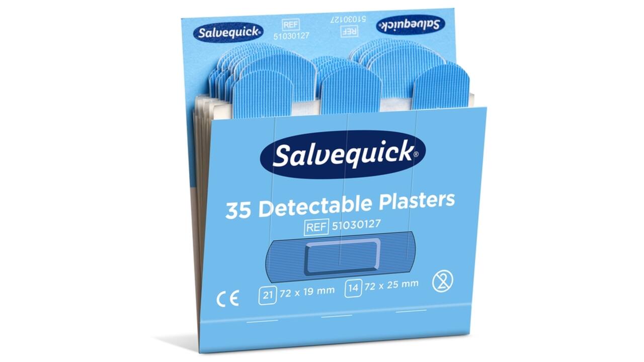 Pleisters Salvequick blauw detectabel refill 6x 35 stuks