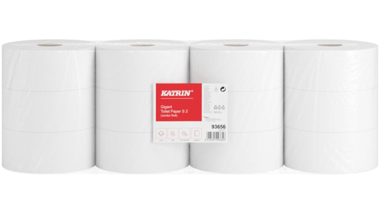 Toiletpapier Katrin Gigant S jumbo klein 2-laags 150m wit 93656