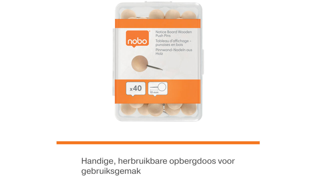 Punaises Nobo hout voor memobord 40 stuks