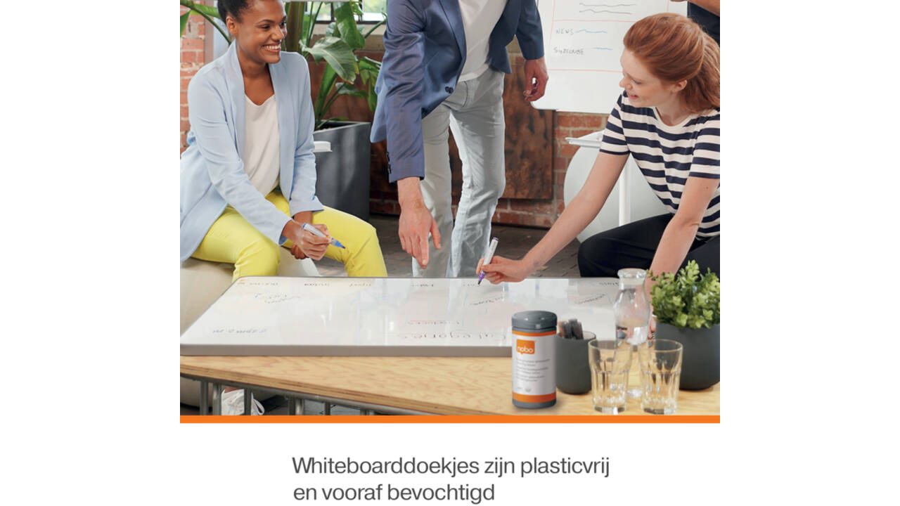 Whiteboardreinigingsdoekjes Nobo plasticvrij 100 stuks