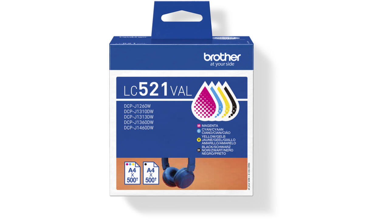 Inktcartridge Brother LC-521 zwart + 3 kleuren