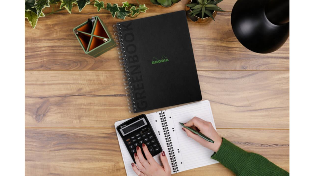 Notitieboek Rhodia Greenbook recycled A5+ lijn 160 pagina's 90gr hc