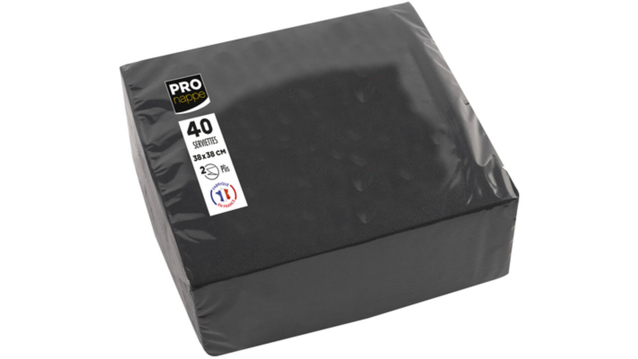 Servet Pronappe 1/4 vouw 2-laags 380x380mm 40 vel zwart
