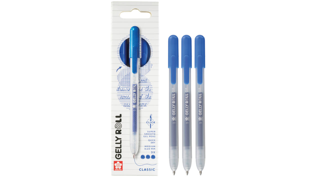 Gelschrijver Sakura Gelly Roll Classic 08 klikfunctie set à 3 stuks blauw