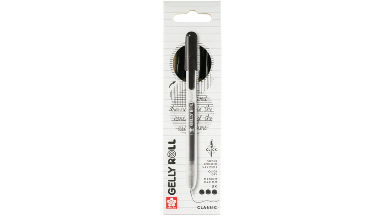 Gelschrijver Sakura Gelly Roll Classic 08 klikfunctie set à 3 stuks zwart