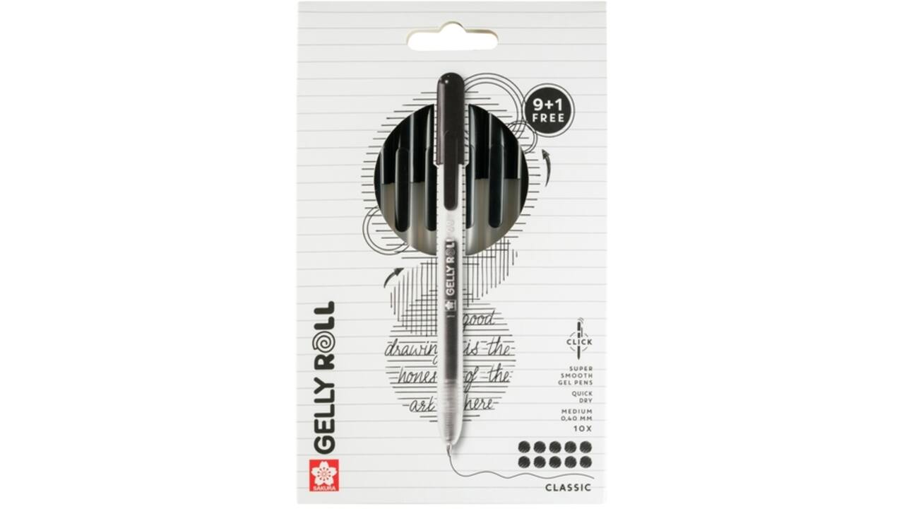 Gelschrijver Sakura Gelly Roll Classic 08 klikfunctie set à 10 stuks zwart