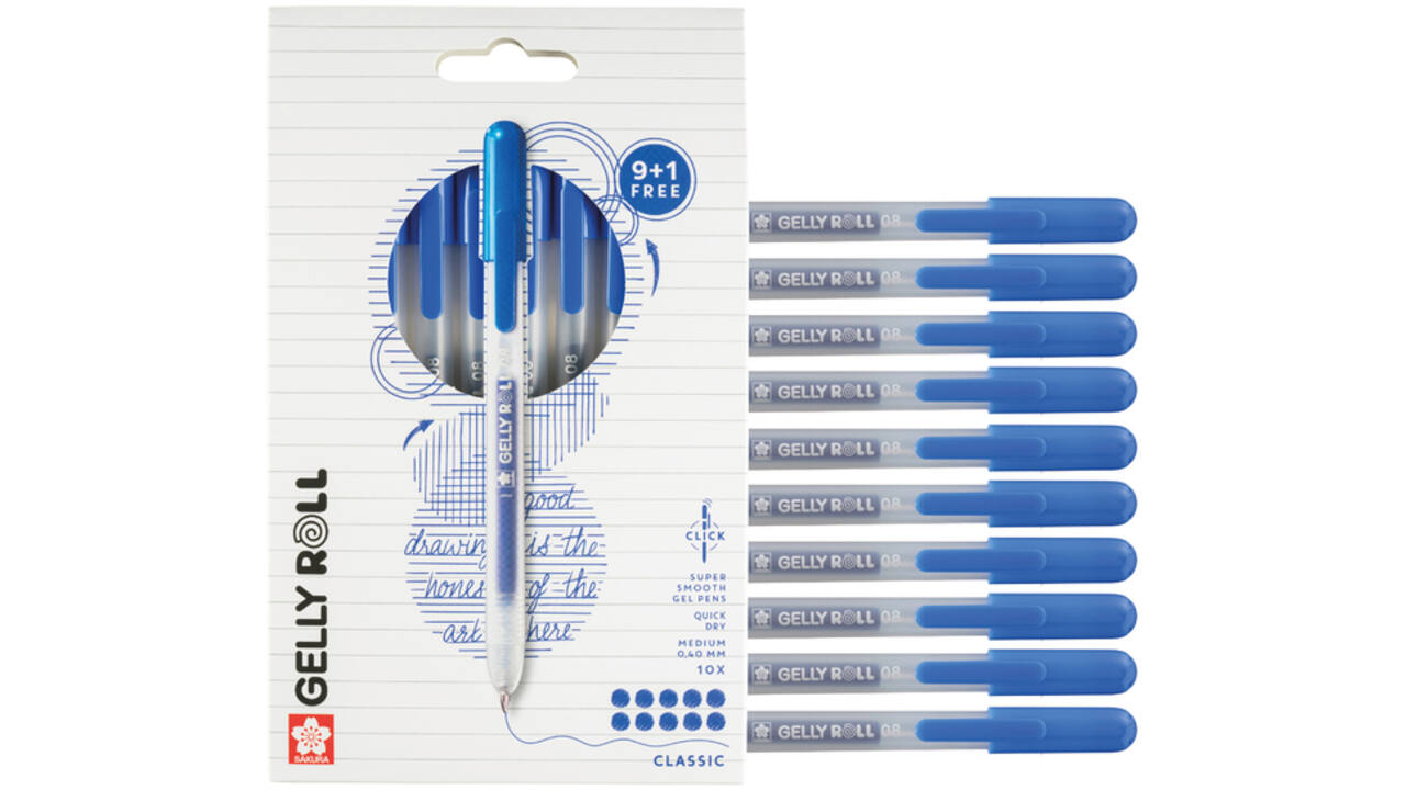 Gelschrijver Sakura Gelly Roll Classic 08 klikfunctie set à 10 stuks blauw