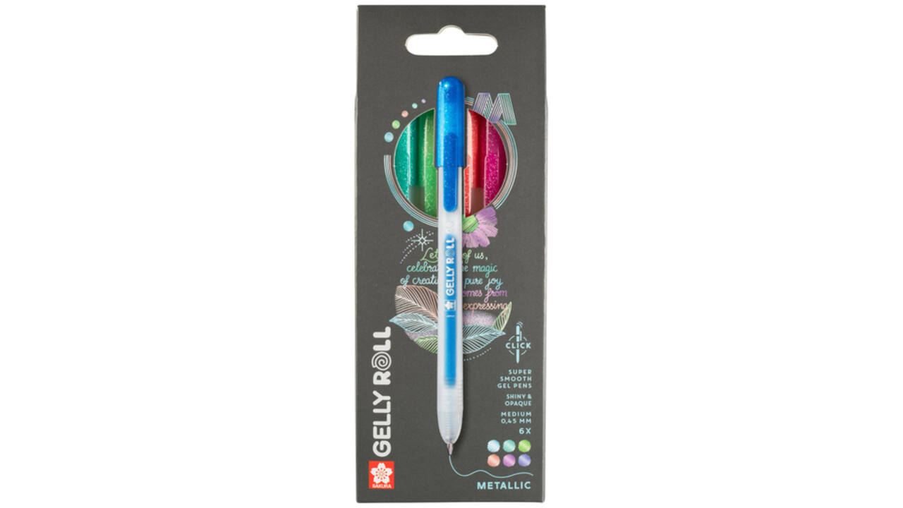 Gelschrijver Sakura Gelly Roll Metallic 08 klikfunctie set à 6 kleuren