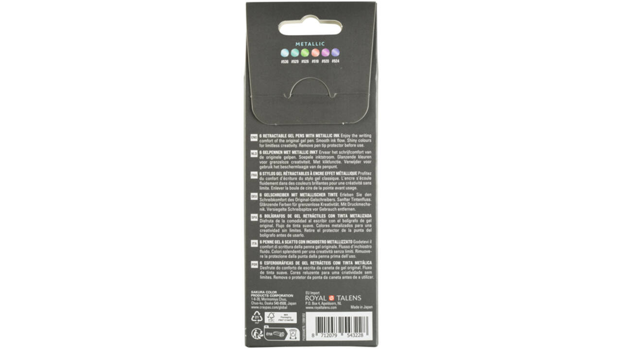 Gelschrijver Sakura Gelly Roll Metallic 08 klikfunctie set à 6 kleuren