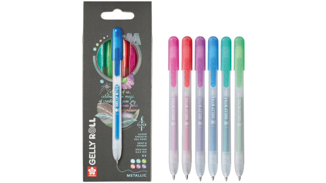 Gelschrijver Sakura Gelly Roll Metallic 08 klikfunctie set à 6 kleuren