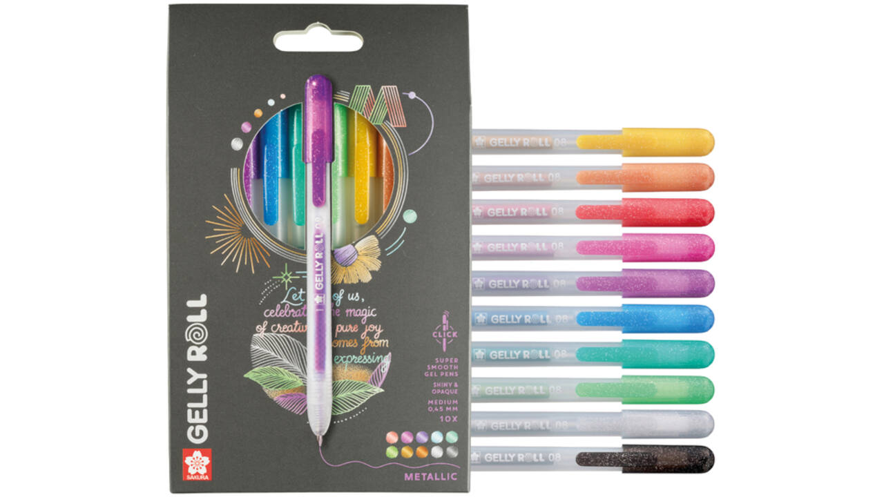 Gelschrijver Sakura Gelly Roll Metallic 08 klikfunctie set à 10 kleuren